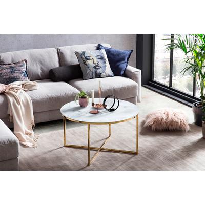 Couchtisch SALESFEVER, weiß (weiß, gold, gold, weiß), B:80cm H:45cm T:80cm, Tische, Tischplatte in Marmoroptik Image