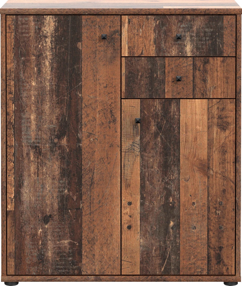 Kommode FORTE "Tempra", braun (old wood vintage), B:73,7cm H:85,5cm T:34,8cm, Dekorfolie, FSC-zertifizierter Holzwerkstoff, Sideboards, Kommode, Breite 73,7 cm