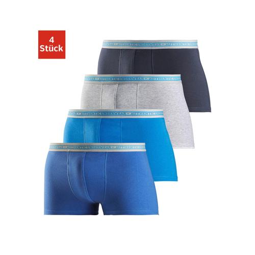 Boxer AUTHENTIC UNDERWEAR Gr. 6, blau (blau, türkis, grau, meliert, marine) Herren Unterhosen schwarzer Webbund mit Logoschriftzug