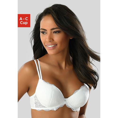 Push-up-BH VIVANCE Gr. 80, Cup A, weiß Damen BHs BH Hochzeitsdessous Hochzeitswäsche Push-up-BH Spitzen-BH Spitzenwäsche Spitzen-BHs mit 2 Tragevarianten, Dessous