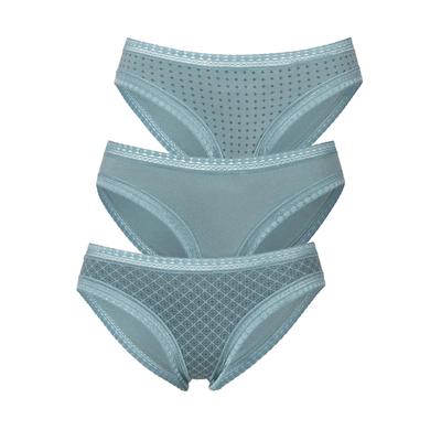 Bikinislip LASCANA, Damen, Gr. 48/50, grün (mint), Jersey, Obermaterial: 95% Baumwolle, 5% Elasthan. Spitze: 90% Polyamid, 10% Elasthan, bedruckt, unifarben, körpernah, Unterhosen, aus elastischer Baumwolle mit weicher Spitze Image
