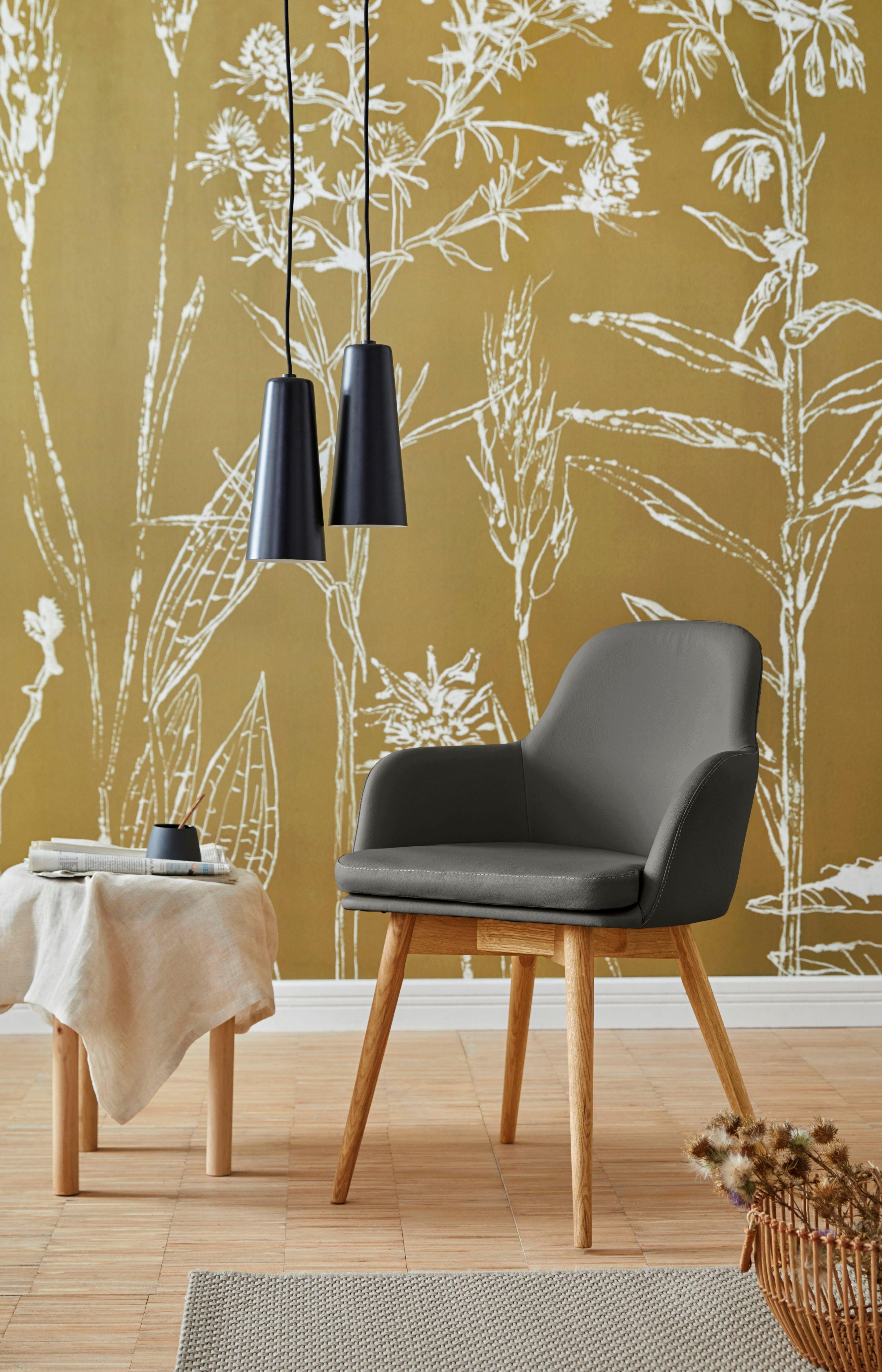 Armlehnstuhl HOME AFFAIRE "Livry", grau (anthrazit), B:62cm H:83cm T:63cm, Leder, Stühle, Polsterstuhl, Schalenstuhl