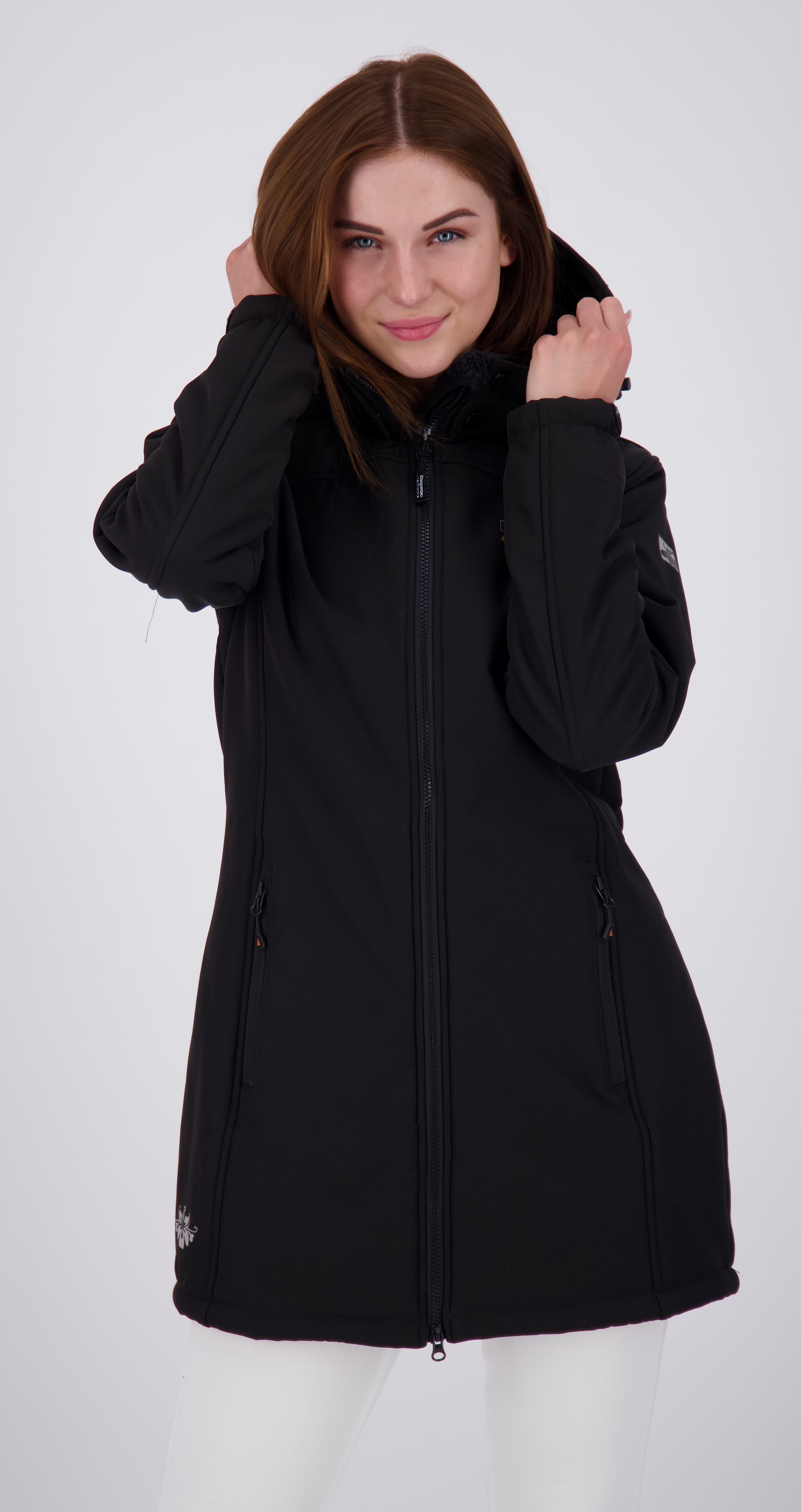 Softshellmantel DEPROC ACTIVE "KEELE PEAK II WOMEN", Damen, Gr. 36/38 (M), schwarz, 96% Polyester; 4% Elastan mit TPU Membrane, Windstopperbündchen mit Daumenlöchern,mit Schneefang,mit verstellbarem Klettverschluss, Mäntel, auch in Großen Größen...