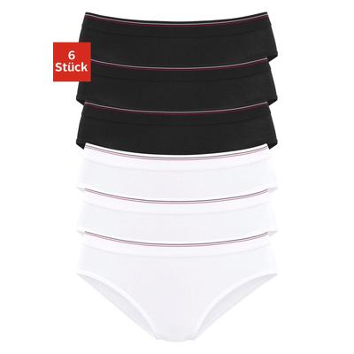 Bikinislip H.I.S, Damen, Gr. 32/34, schwarz-weiß (weiß, schwarz), Obermaterial: 95% Baumwolle, 5% Elasthan, unifarben, körpernah, Unterhosen, aus elastischer Baumwoll-Qualität Image