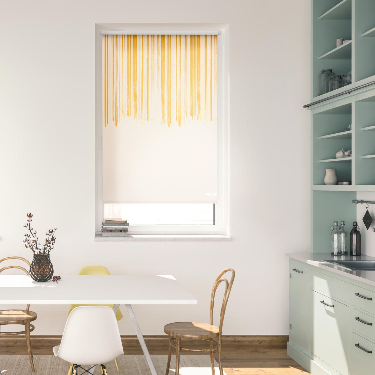 Seitenzugrollo LICHTBLICK ORIGINAL "Rollo Klemmfix, ohne Bohren, blickdicht, Flowing Honey - Gelb", gelb (gelb, weiß), B:80cm H:150cm, Polyester, Rollos, Seitenzugrollo