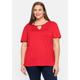 Rundhalsshirt SHEEGO "Große Größen" Gr. 52/54, rot (mohnrot) Damen Shirts Jersey mit Flügelärmeln und Cut-out am Ausschnitt