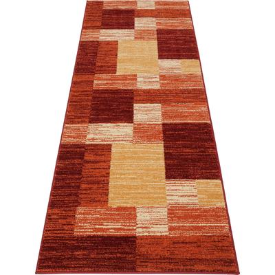 Läufer MY HOME "Melvin" Gr. 13, rot, B:90cm H:8mm L:250cm, Kunstfaser, Teppiche, schön weich, Kurzflor Teppichläufer, Brücke, Karo-Muster Image