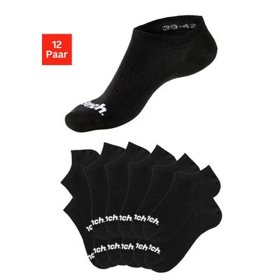 Sportsocken BENCH., Damen, Gr. 47-48, schwarz (12x schwarz), Baumwollmischung, unifarben, elastisch, Socken, Sneakersock