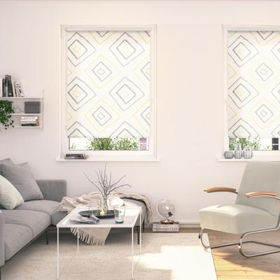 Seitenzugrollo LICHTBLICK ORIGINAL "Rollo Klemmfix, ohne Bohren, blickdicht, Stripy Boho Rectangle", beige (beige, weiß), B:60cm H:150cm, Polyester, Rollos Image