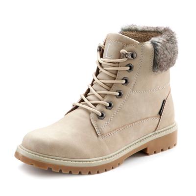 Stiefelette LASCANA, Damen, Gr. 37, beige, Obermaterial: 92% Lederimitat, 8% Textilmaterial. Futter: 100% Polyester. Dec