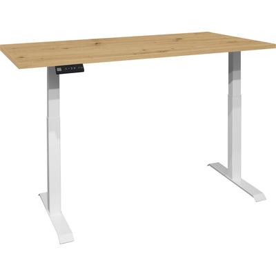 Schreibtisch MÄUSBACHER "Big System Office", weiß (weiß matt, asteiche, weiß matt, asteiche), B:160cm, Tische, Breite 160 cm, elektrisch höhenverstellbar