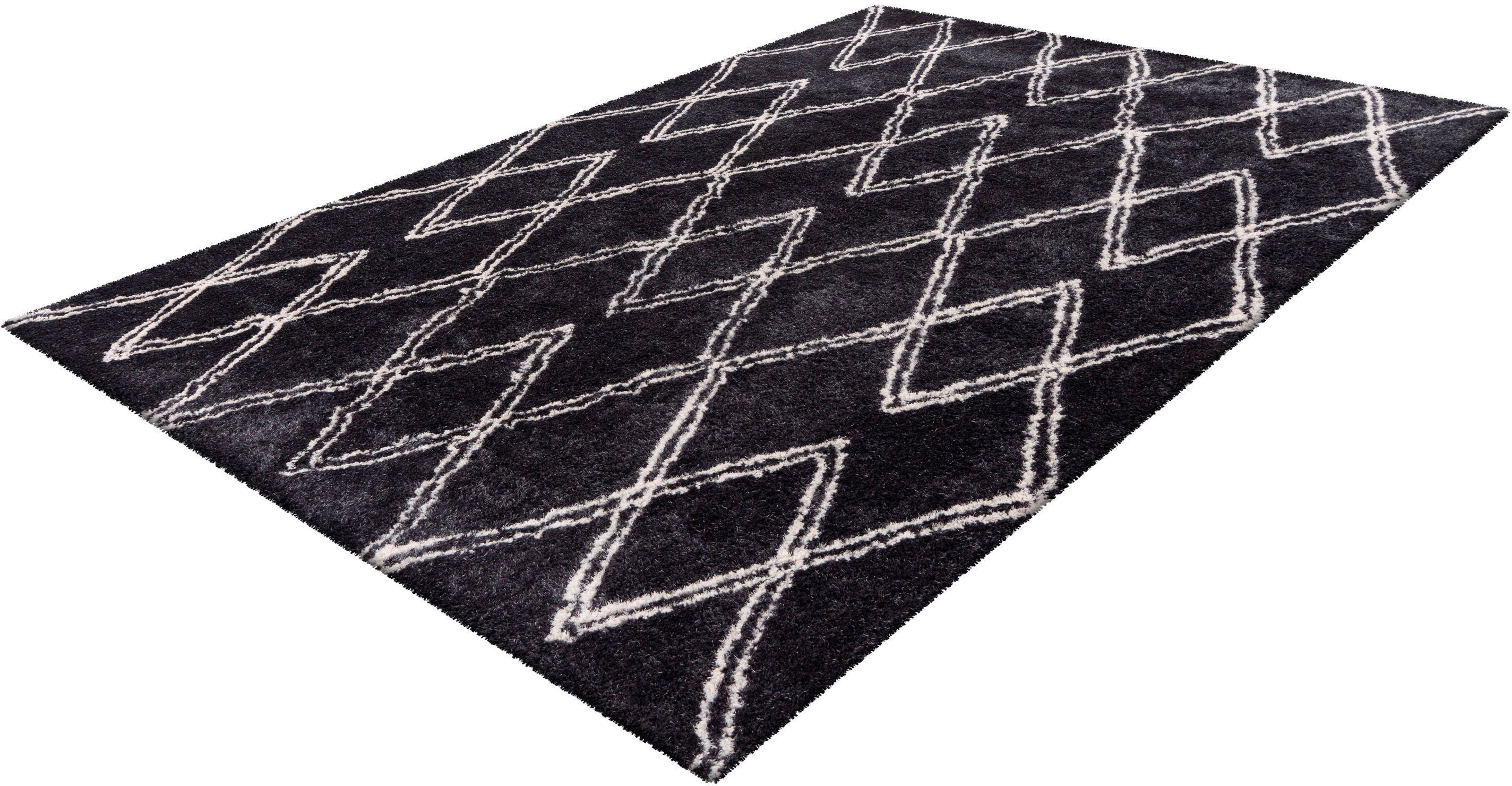 Hochflor-Teppich CALO-DELUXE "Elvar-3000" Gr. 4, grau (anthrazit), B:160cm H:27mm L:230cm, Kunstfaser, Teppiche, besonders weich durch Microfaser, Wohnzimmer Image