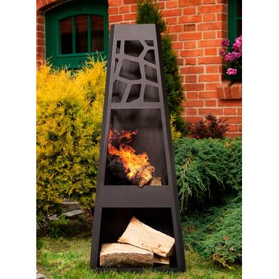 Feuerstelle DOBAR "Design XL" Feuerkörbe grau (schwarz-anthrazit) Gartenkamin, BxLxH: 48x30,5x124 cm