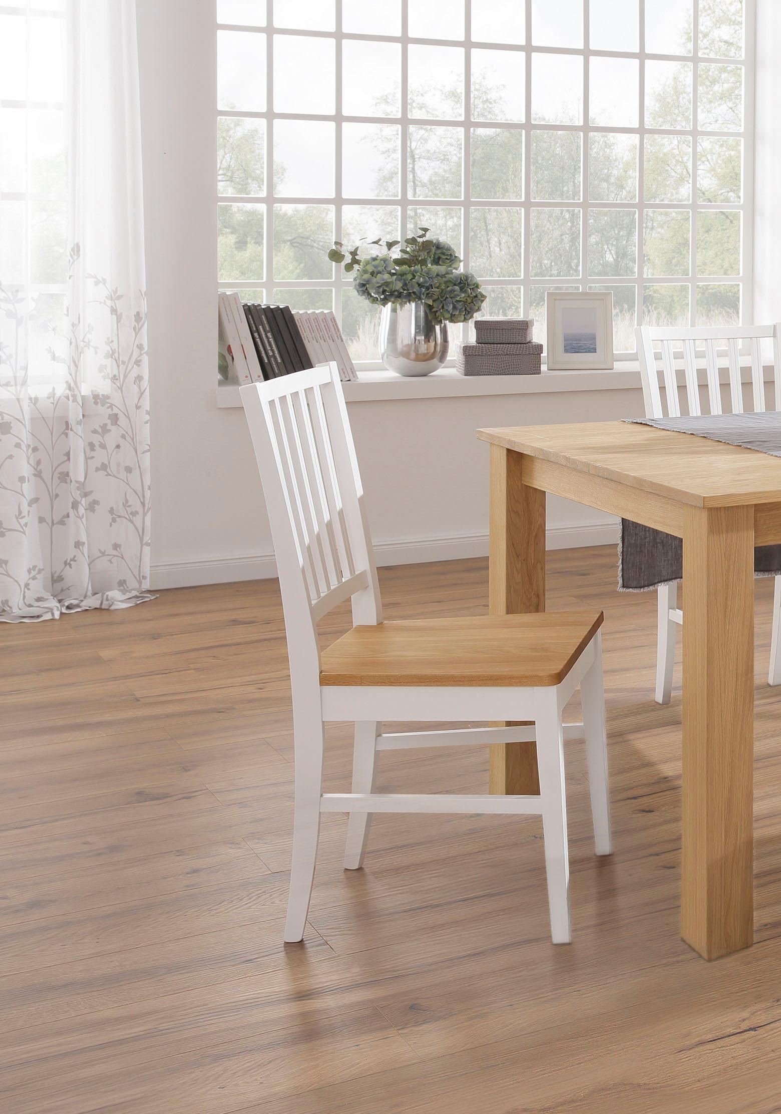 Esszimmerstuhl HOME AFFAIRE "Ruanda Holzstuhl", weiß (weiß, eiche, eichefarben), B:44cm H:92cm T:50cm, Massivholz, Stühle, Esszimmerstuhl, im 2er, 4er oder 6er-Set, Küchenstuhl Image