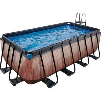 Framepool EXIT, braun, B:200cm H:122cm L:400cm, Schwimmbecken, BxLxH: 200x400x122 cm, mit Sandfilteranlage und Leiter
