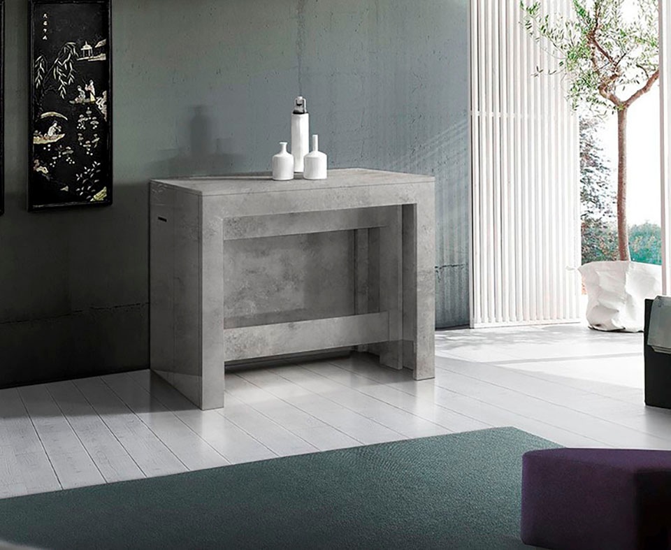 Esstisch INOSIGN "Praktika, Küchentisch, Wohnzimmertisch, Speisetisch", grau (silber beton matt), H:77cm T:51cm, Tische, Esstisch, mit Auszugsfunktion, ausziehbar von 50 cm auf 300 cm