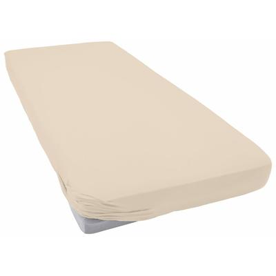 Spannbettlaken IRISETTE "Royal 3", beige (ecru), B:140-160cm L:190-220cm, Jersey, Obermaterial: 97% Baumwolle, 3% Elasth