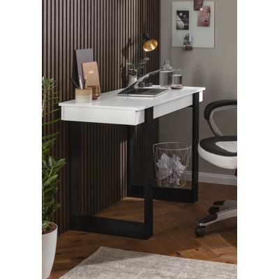 Schreibtisch INOSIGN "Bosko", schwarz-weiß (weiß, schwarz, schwarz, weiß), B:110cm H:76cm T:50cm, Tische, Breite 110 cm
