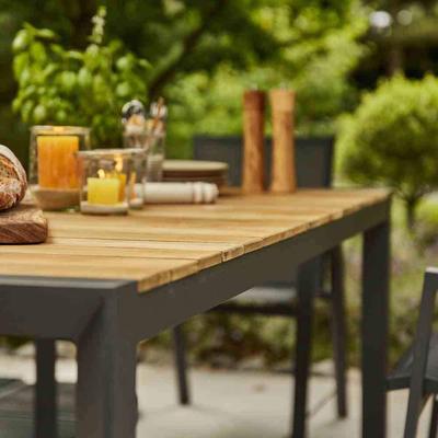 Gartentisch SIENA GARDEN "Zurigo", beige (natur, anthrazit, natur), B:90cm H:74cm T:180cm, Tische, 180x90 cm,Teakholz Image