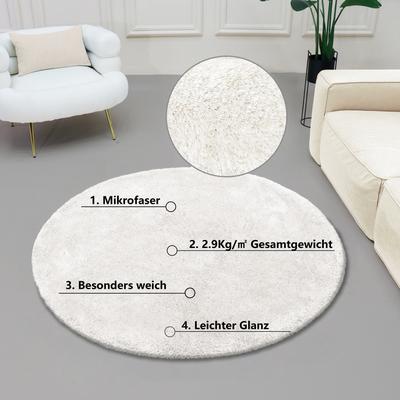 Hochflor-Teppich BRUNO BANANI "Dana Teppich, Kundenliebling" Gr. 9, weiß, H:30mm Ø:140cm, Kunstfaser, Teppiche, unifarben, Mikrofaser Teppiche, Wohnzimmer, Schlafzimmer, Esszimmer Image