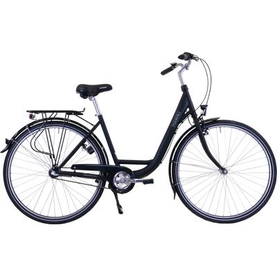 Cityrad HAWK BIKES "City Wave Premium Black" Gr. 43, schwarz, Fahrräder, 43cm, 26 Zoll (66,04cm), für Damen und Herren