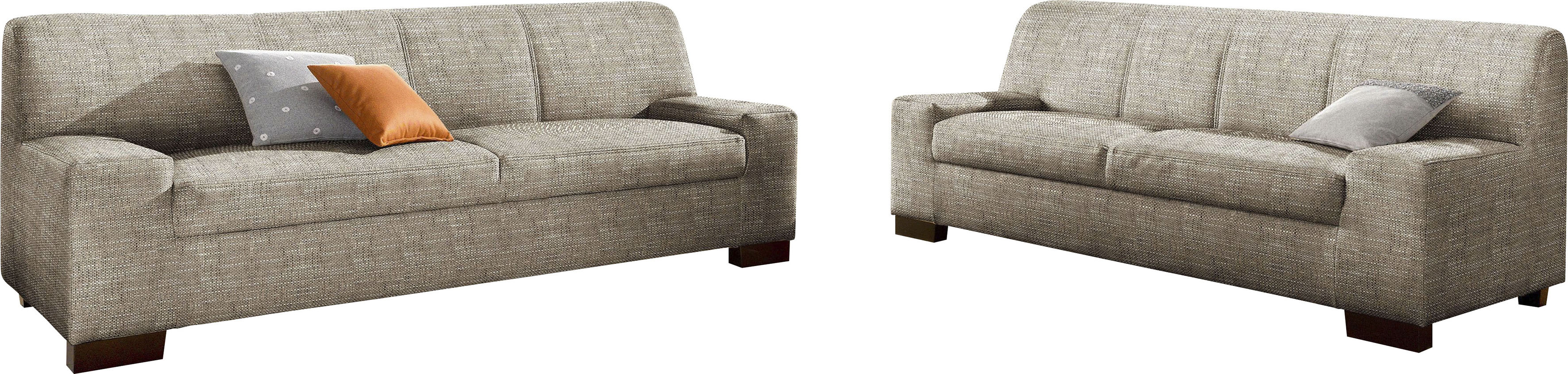 Polstergarnitur DOMO COLLECTION "Norma kubisch und zeitlos", beige (beige,), H:74cm, Sitzmöbel-Sets, bestehend aus je einem 2- und 3-Sitzer