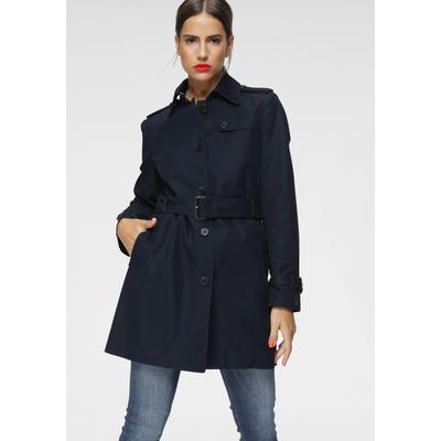 Langjacke TOMMY HILFIGER "HERITAGE SINGLE BREASTED TRENCH", Damen, Gr. XL (42), blau (midnight), Web, Obermaterial: 100% Baumwolle, unifarben, casual, figurbetont extralang, Langarm 2-Naht-Ärmel, Jacken, mit den typischen Trenchdetails & Tommy... Image