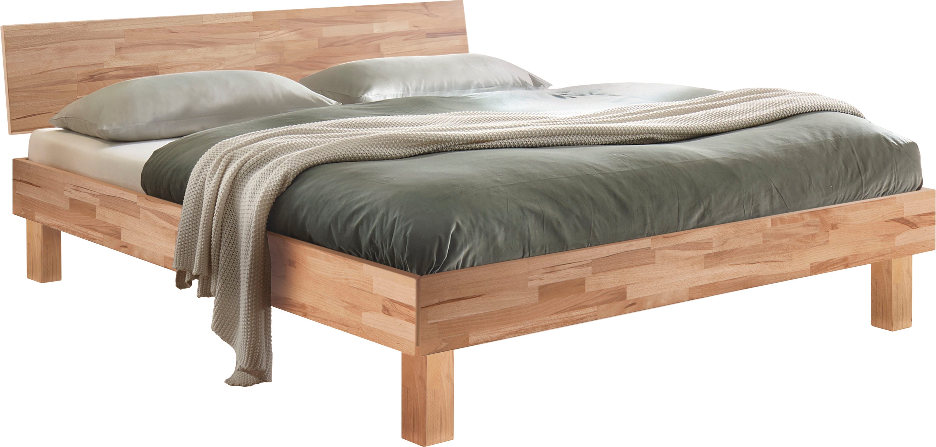 Holzbett HASENA "Forti", beige (kernbuche natur, geölt, kernbuche natur, geölt), B:96cm H:41cm L:214cm, Kernbuche massiv, Betten, Bettgestell, Fußhöhe 25 cm Image