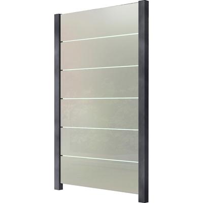 Zaun STAKET PRO, grau, Pfosten: 2 St., Aluminium, Glas, Zaunelemente, Glaszaun, Gesamtlänge: 1,217 m, 2 Pfosten