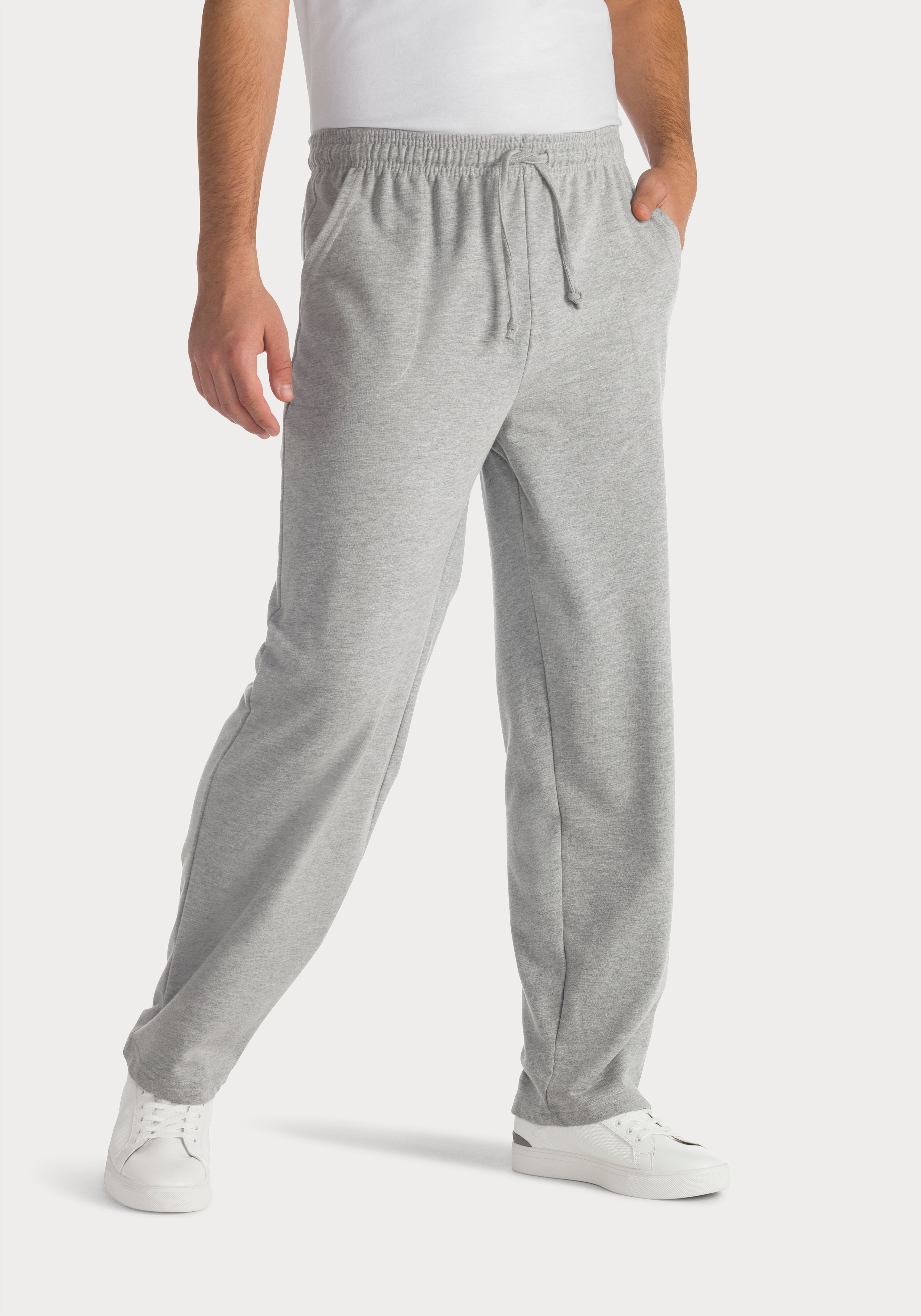Sweathose KANGAROOS, Herren, Gr. 44/46 (S), N-Gr, grau (grau, meliert), Sweatware, Obermaterial: 60% Baumwolle, 40% Polyester, unifarben, Basic, lässig geschnitten lang, Hosen Sweathose, Jogginghose in legerer Weite