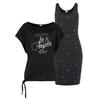 Jerseykleid KANGAROOS, Damen, Gr. 36/38 (S), N-Gr, schwarz, Jersey, Obermaterial: 50% Baumwolle, 50% Modal. Kleid: 95% Baumwolle, 5% Elasthan, unifarben mit Farbeinsätzen, bedruckt, kontrastfarbene Details, casual, figurbetont mini, Rundhals, ohne...