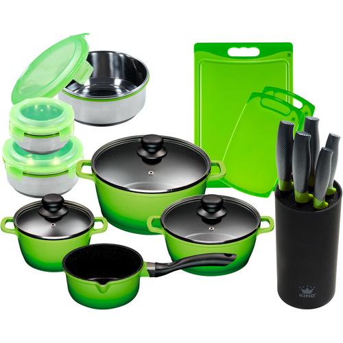 "Topf-Set KING ""19-tlg. Kochtopfset"" Töpfe Gr. +, grün Topfsets Topf Induktion"
