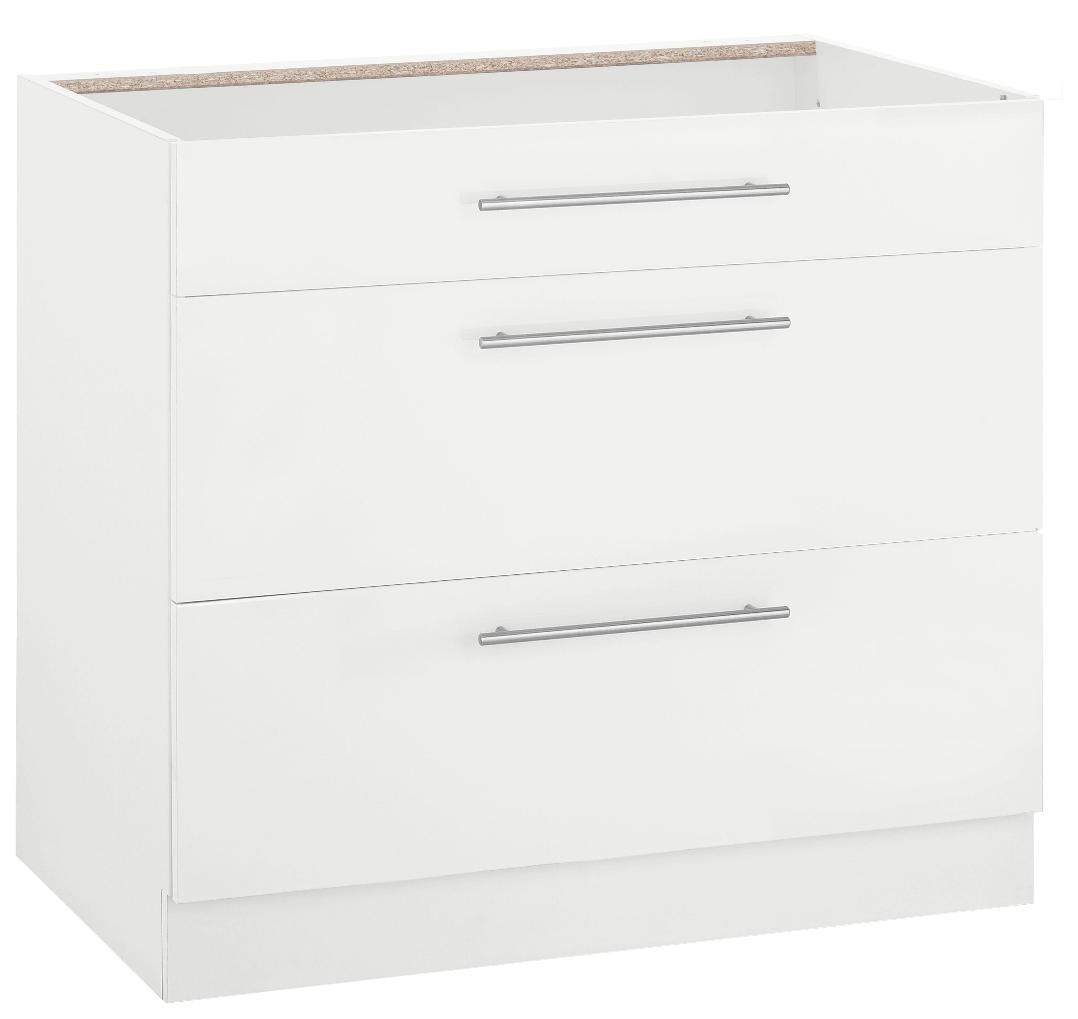 Unterschrank WIHO KÜCHEN "Flexi2", weiß (front und korpus: weiß), B:90cm H:82cm T:57cm, Schränke, Unterschrank, Breite 90 cm