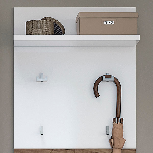 Garderobenpaneel PLACES OF STYLE "Stela", weiß (weiß hochglanz, nussbaumfarben), B:58,6cm H:126,5cm T:23,2cm, Garderobenpaneele, Garderobenpaneel, hochwertig UV lackiert, Breite 59 cm