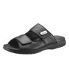 Pantolette RIEKER, Herren, Gr. 42, schwarz, Glattleder, klassisch, Schuhe, Sommerschuh, Schlappen, Klettschuh, mit zwei Klettverschlüssen, Topseller