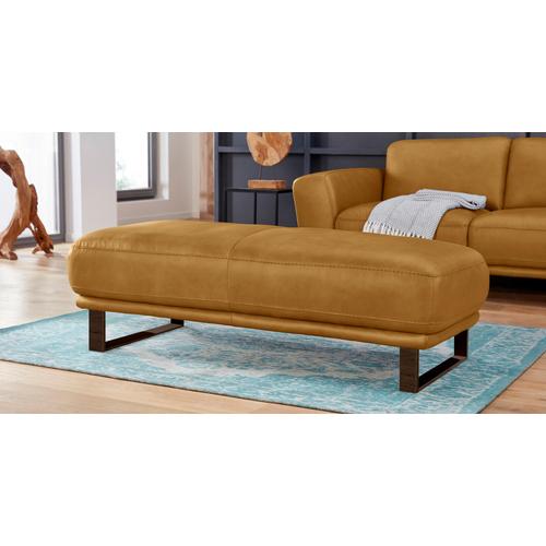 „Hocker W.SCHILLIG „“montanaa““ Gr. B/H/T: 141 cm x 42 cm x 61 cm, Longlife Xtra-Leder Z69, gelb (kurkuma z69) W. Schillig mit Metallkufen in Bronze pulverbeschichtet, Breite 141 cm“