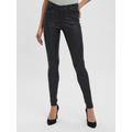 Stretch-Hose VERO MODA "VMSEVEN COATED", Damen, Gr. XL, Länge 30, schwarz, Web, Obermaterial: 77% Viskose, 20% Nylon, 3% Elasthan, unifarben, leicht glänzend, modisch, extraeng lang, Hosen 5-Pocket-Hose