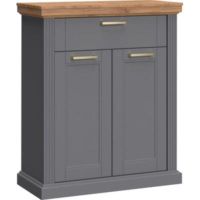 Schuhschrank HOME AFFAIRE "Tara", grau (graphit matt, pacific walnut), B:86cm H:102cm T:38cm, MDF, Spanplatte, Schränke, hochwertig UV lackiert, Soft-Close-Funktion Image