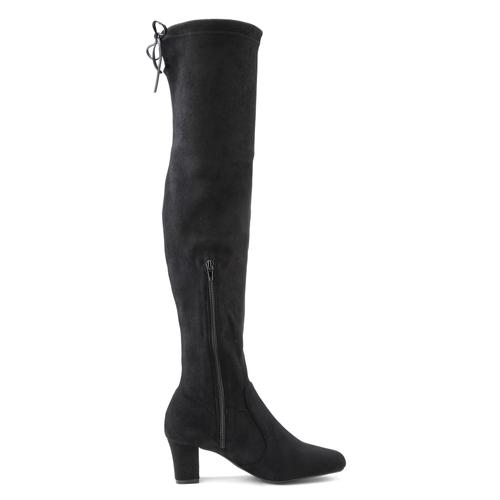 Overkneestiefel LASCANA Gr. 38, Varioschaft, schwarz Damen Schuhe Slouchy Boots,Langschaft Stiefel,Schlupf-Boot, weiches Stretchmaterial