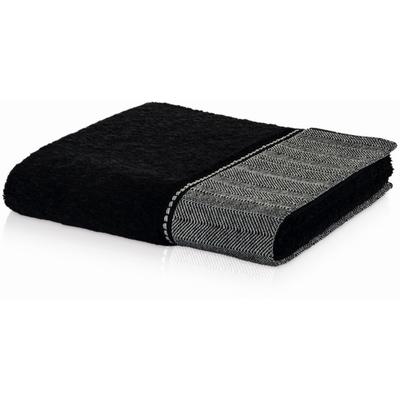 Handtuch MÖVE "Brooklyn Uni", schwarz, B:50cm L:100cm, Walkfrottier, Obermaterial: 85% Baumwolle, 10% Viskose, 5% Leinen, Handtücher (Packung), mit Fischgratbordüre, Made in Germany Image