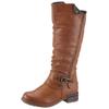 Stiefel RIEKER, Damen, Gr. 38, Varioschaft, braun (cognac, used), Lederimitat, used, klassisch, Schuhe Damenschuh Reißverschlussstiefel Stiefel Winterstiefel, Winterstiefel, Blockabsatz, mit Tex Membran, Varioschaft