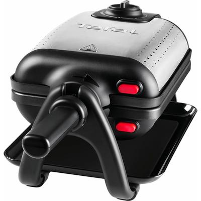 TEFAL Waffeleisen "WM756D Kingsize", schwarz (edelstahlfarben, schwarz), B:25cm H:25cm T:41,5cm, Waffeleisen, für 2 belgische Waffeln, mit Dreh-Funktion, antihaftbeschichtet Image