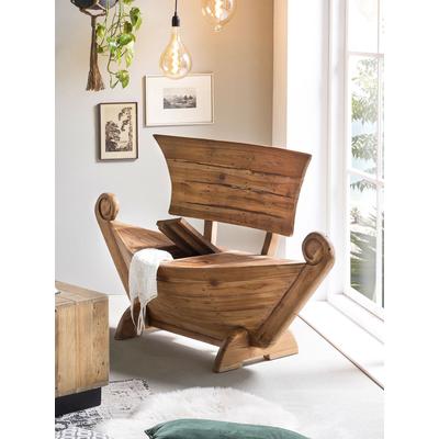 Truhenbank SIT "Romanteaka", beige (natur, natur), B:145cm H:99cm T:65cm, Holz, Sitzbänke Image
