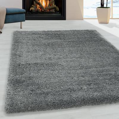 Hochflor-Teppich AYYILDIZ TEPPICHE "FLUFFY 3500", grau (hellgrau), B:280cm H:50mm L:370cm, Polypropylen (PP), Teppiche, Langflor, Shaggy, uni, robust, auch in rund erhältlich, Wohnzimmer Image