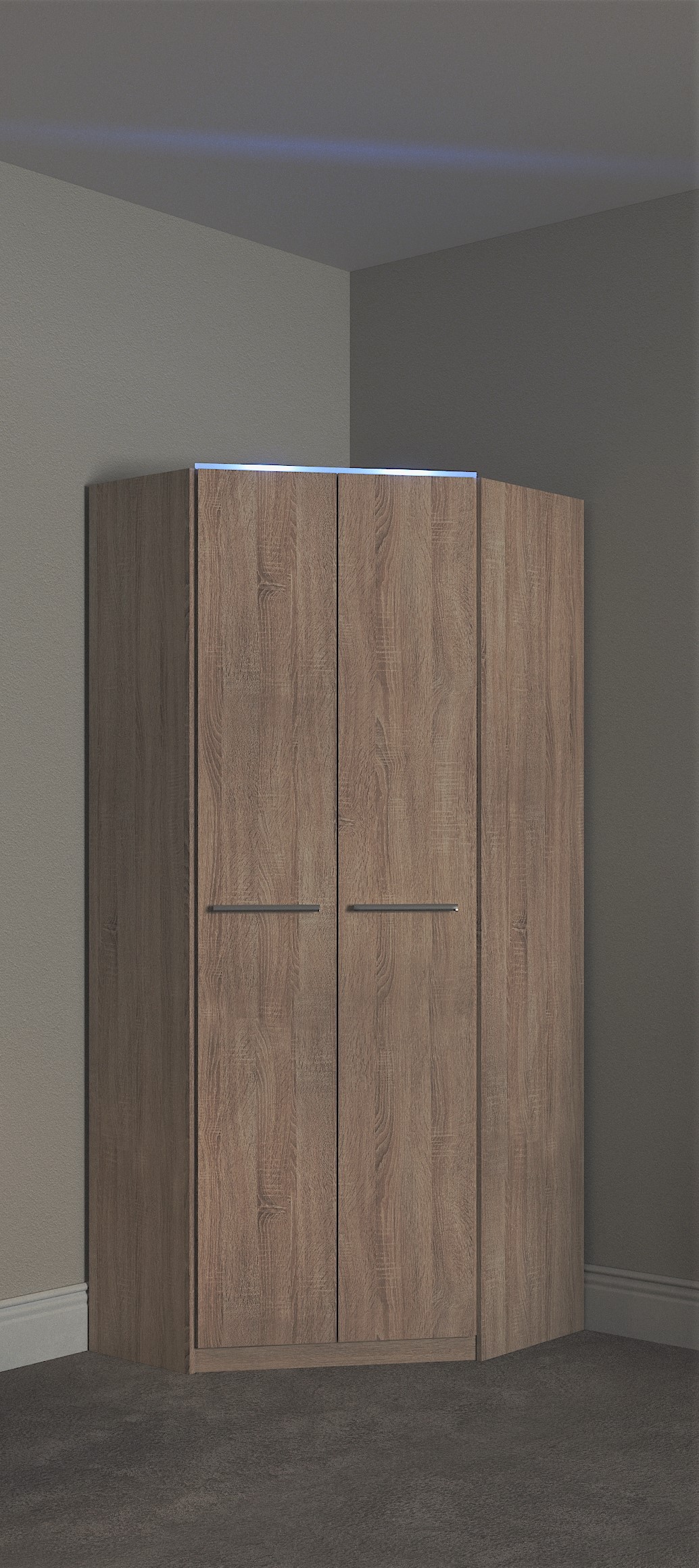 Eckkleiderschrank PRIESS "Barcelona Kleiderschrank Ecklösung Raumwunder", braun (struktureichefarben hell), B:78cm H:193cm T:78cm, Holzwerkstoff, Schränke, Eckkleiderschrank, in 2 Tiefen Schrank Eckschrank Garderobe
