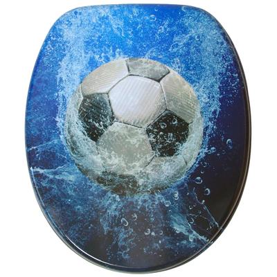 WC-Sitz SANILO "Soccer", blau (blau, schwarz), B:37,7cm L:47cm, MDF - Mitteldichte Holzfaserplatte, WC-Sitze, mit Absenk