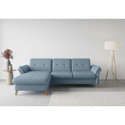 Ecksofa SIT & MORE "Göteborg", blau (eisblau), B:268cm H:90cm T:176cm, Sofas, Sitztiefenverstellung und Federkern, wahlweise mit Bettfunktion Image