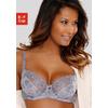 Bügel-BH LASCANA, Damen, Gr. 105, Cup F, grau (silbergrau), Spitze, Obermaterial: 60% Polyamid, 20% Elasthan, 20% Polyester, sexy, BHs, mit transparenter Stickerei-Spitze, Dessous