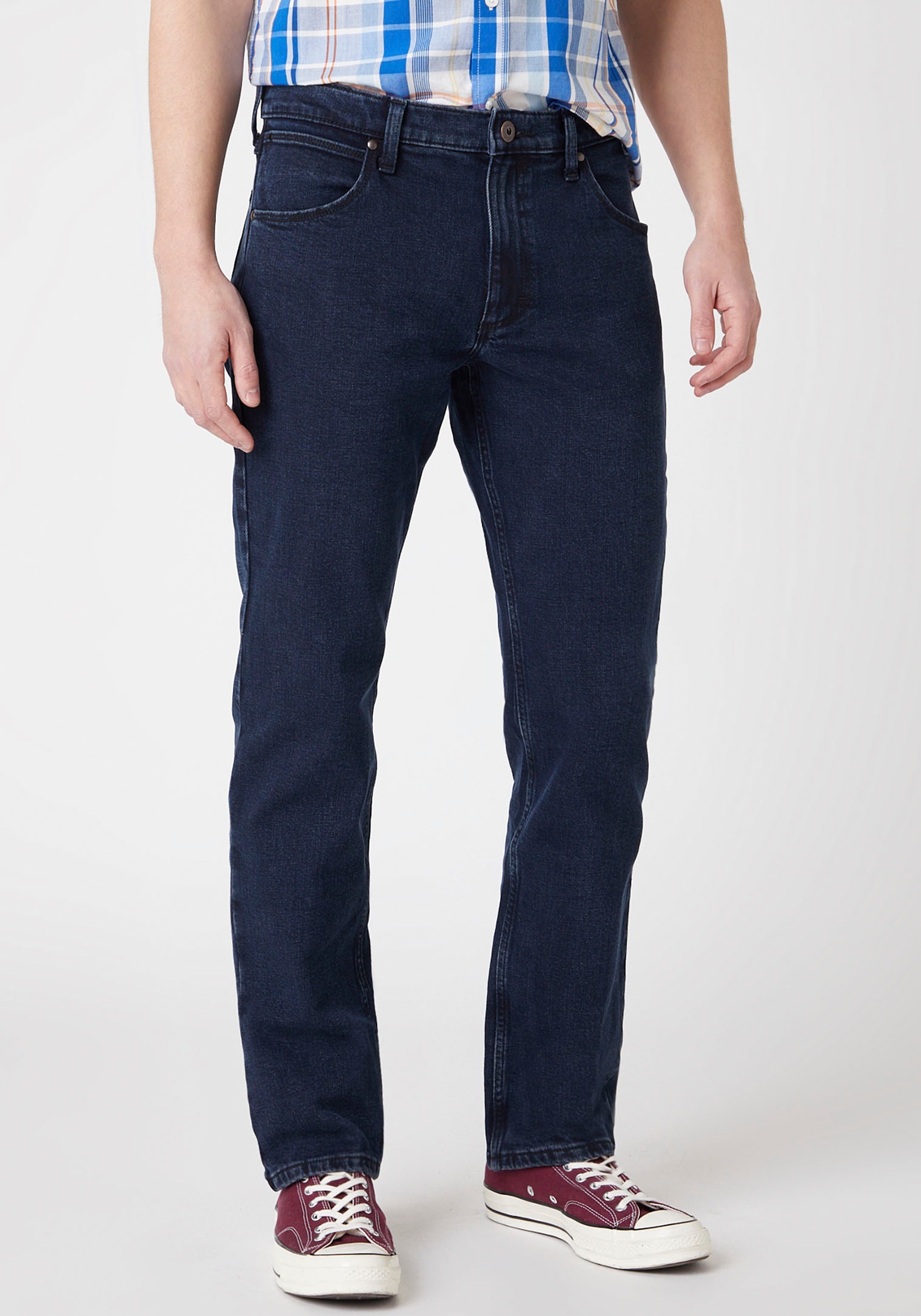 Regular-fit-Jeans WRANGLER "Authentic Regular", Herren, Gr. 38, Länge 34, blau (blau, schwarz), Denim/Jeans, Obermaterial: 99% Baumwolle, 1% Elasthan, regular fit lang, Jeans, Topseller