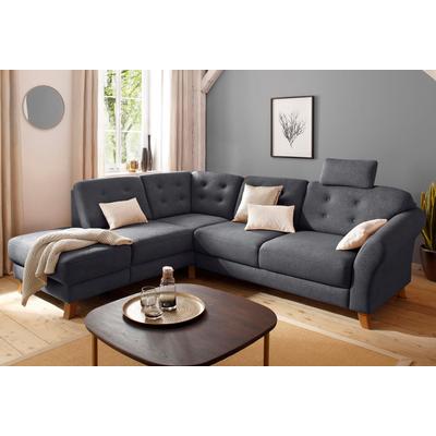 Ecksofa HOME AFFAIRE "Trondheim L-Form", grau (dunkel grau), B:260cm H:89cm T:90cm, Struktur weich ( 97% Polyester, 3% Baumwolle), Luxus-Microfaser ALTARA NUBUCK (100% Polyester), Luxus-Microfaser Lederoptik (100% Polyester), Sofas, mit Federkern Image
